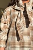 Agnes Plaid Brushed Cotton Neckerchief Blouse Camel